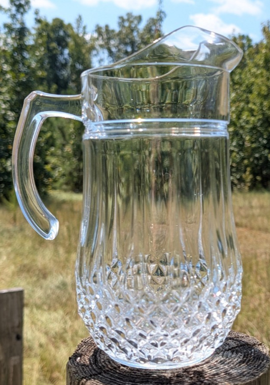 Cristal D'Arques Longchamp 24% Lead Crystal Pitcher 48 oz France H 9½" by Durand